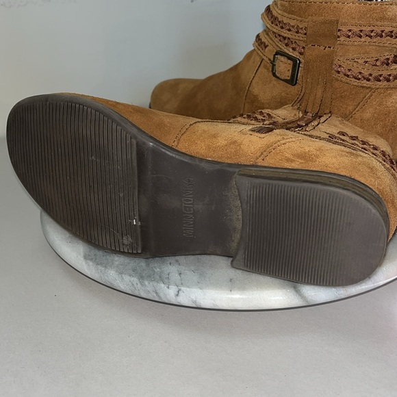 Minnetonka Women's 563 Dixon boot suede leather Arizona pattern trim Sz 7.5 Brwn - Picture 8 of 11